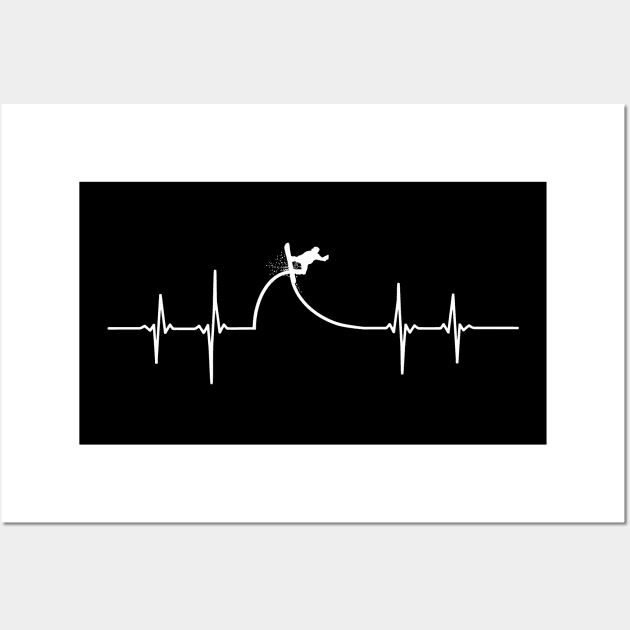 Snowboard Snowboarding Ski Skiing Skater Surf Heartbeat Pulse Wall Art by Shirtbubble